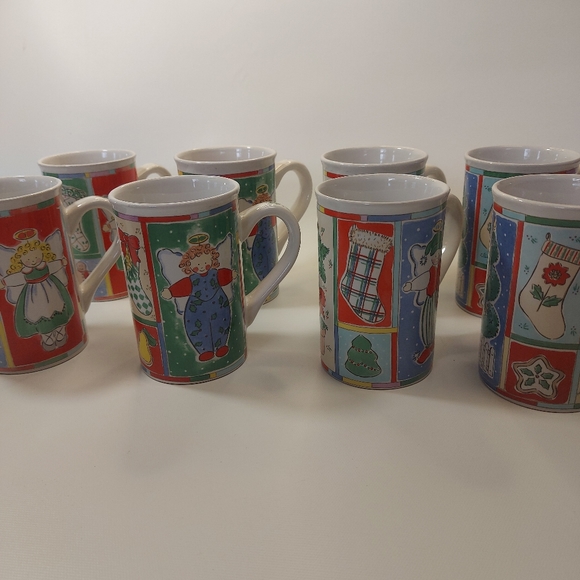 Vintage Patchwork Christmas Alecia Keen NIC mug and plate 16 pc dish set - Picture 6 of 13